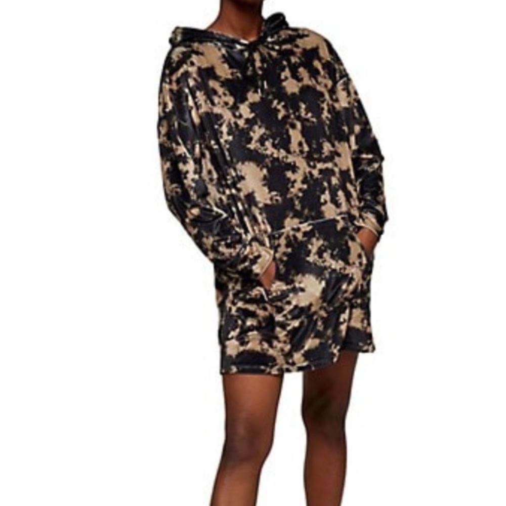 TOPSHOP Women’s Velvet Tie-Dye Hoodie Dress Size 4